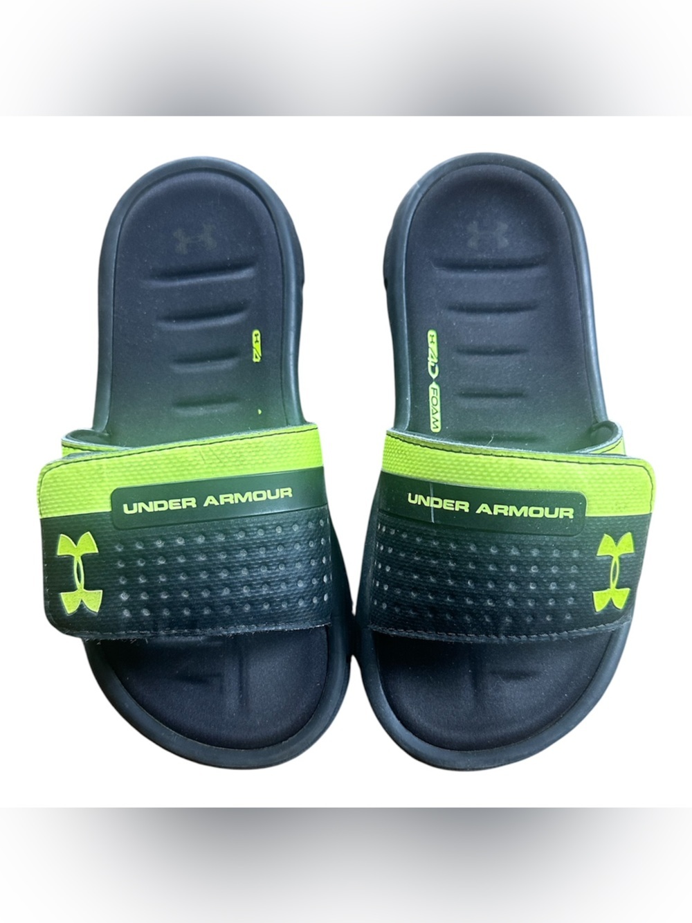 Under Armour Ignite Playmaker Slide Sandals Black Lime Green Youth Size 2Y
